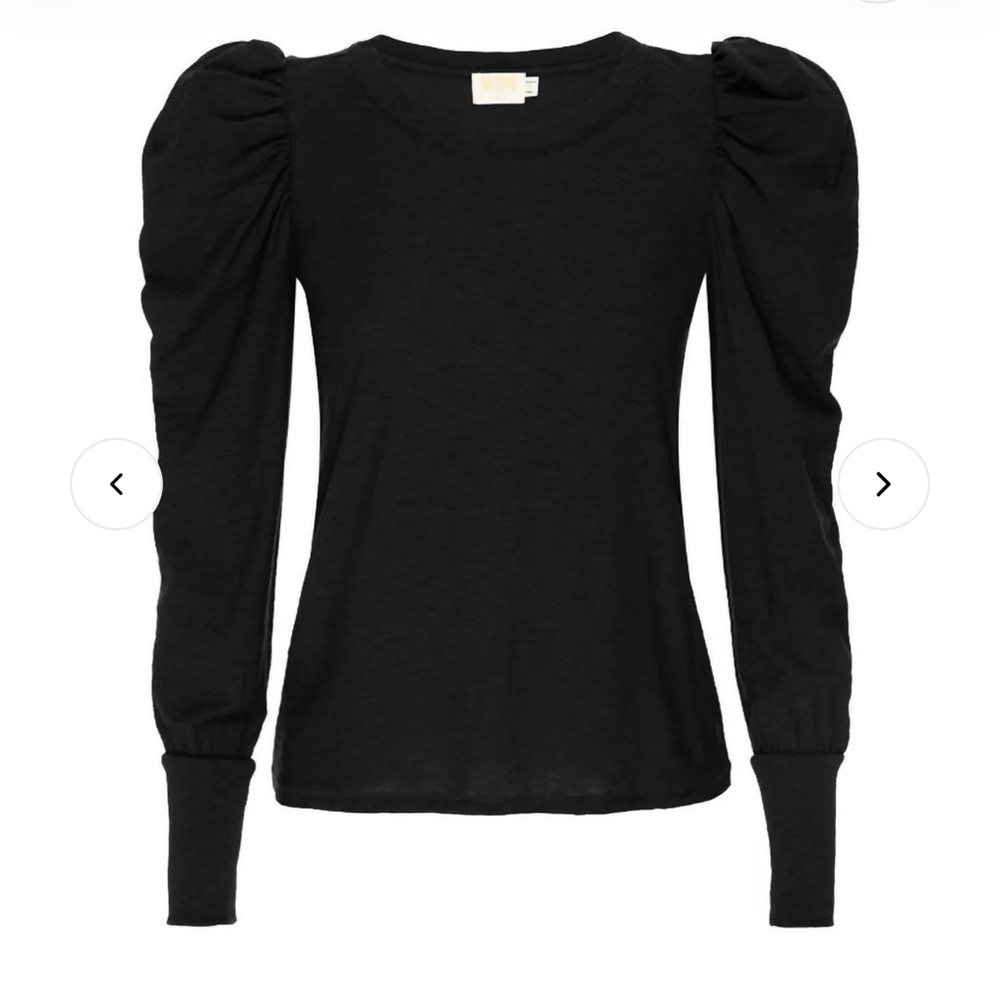 NATION‎ LTD Romy Long Puff Sleeve Modest Tee in Black Size Medium